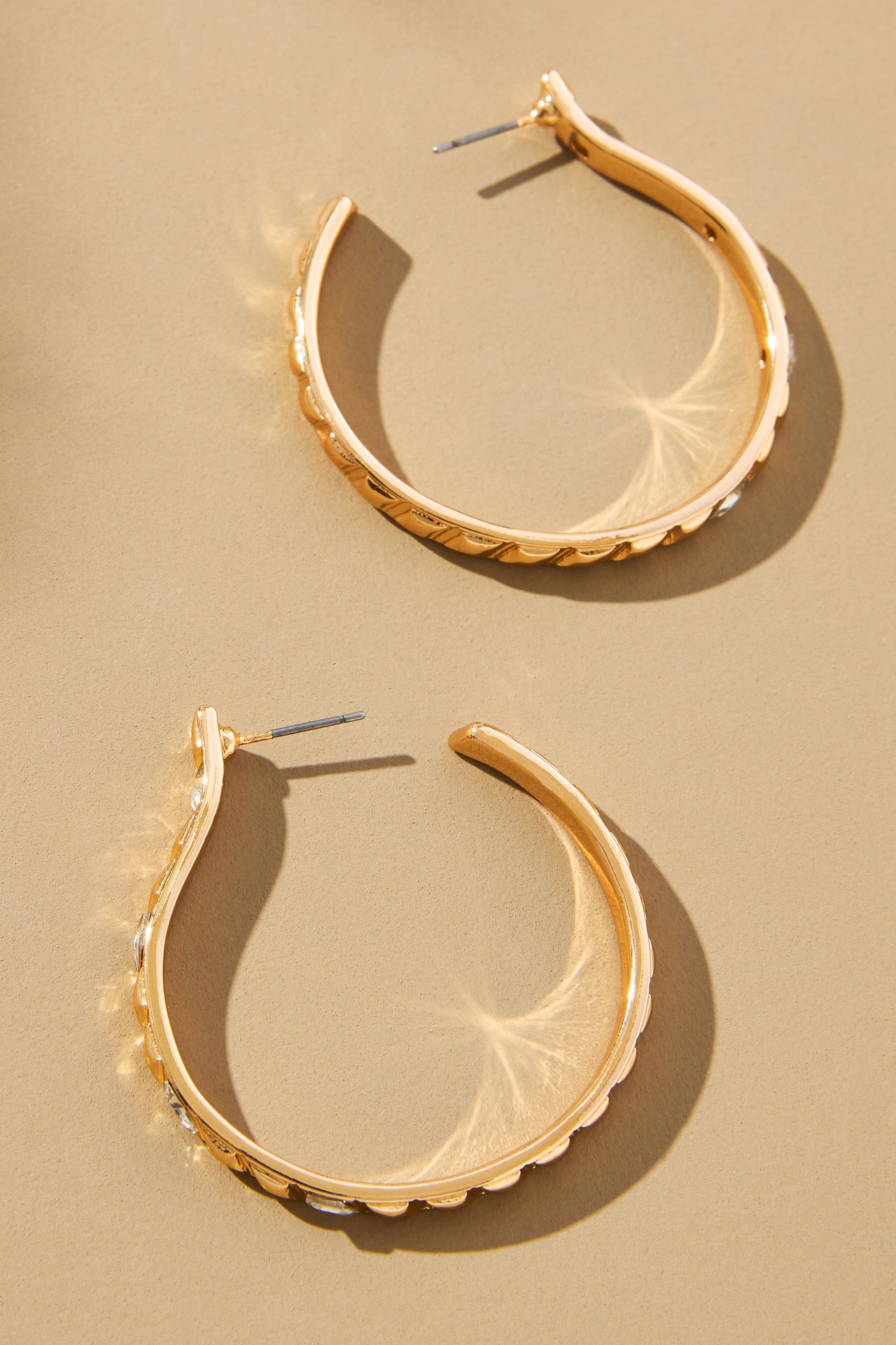 Ribbed Crystal Hoop Earrings