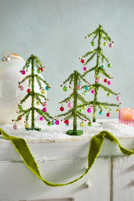 Terrain Green Tinsel Trees, Set Of 3