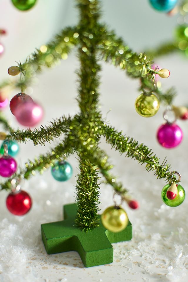 Green Tinsel Trees, Set of 3 #1