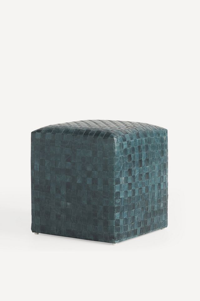 Cove Woven Leather Ottoman | AnthroHome