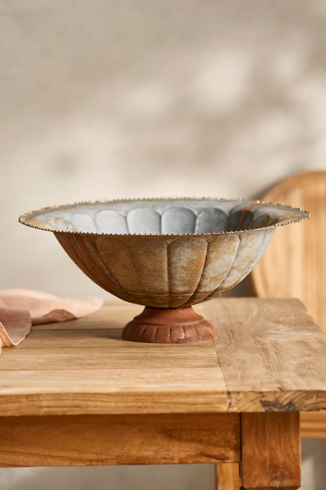 Antiqued Iron Low Urn Planter #1
