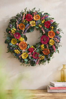 Terrain Preserved Zinnia Field Wreath