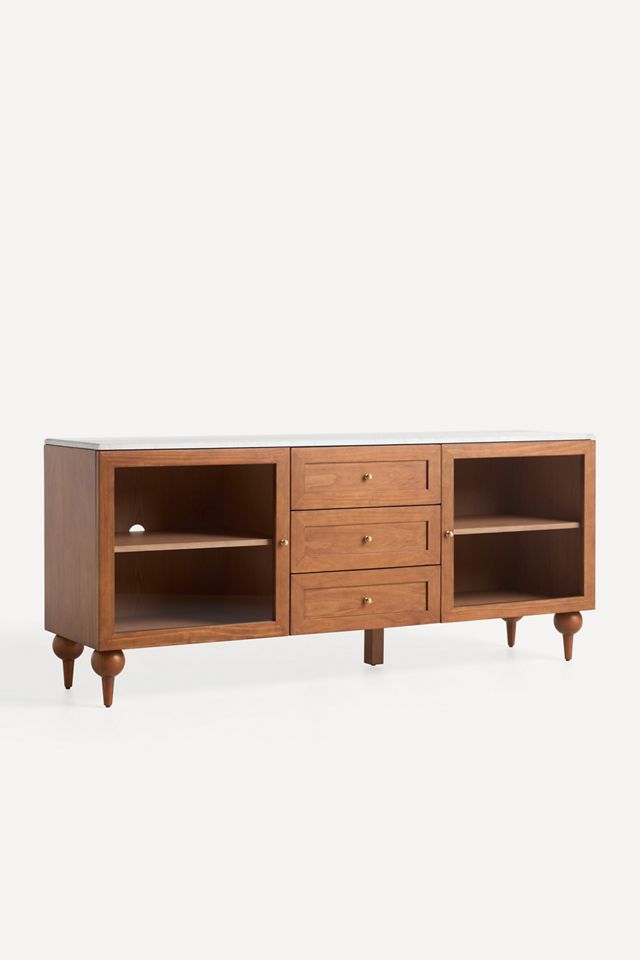 Fern Marble-Top Ash Wood Sideboard #2