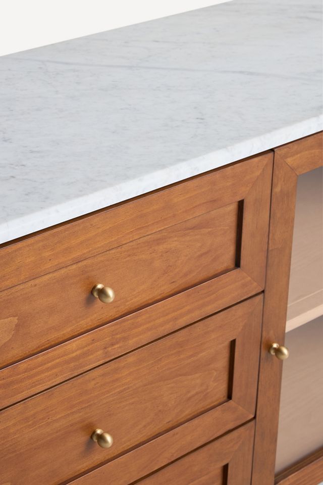 Fern Marble-Top Ash Wood Sideboard #3