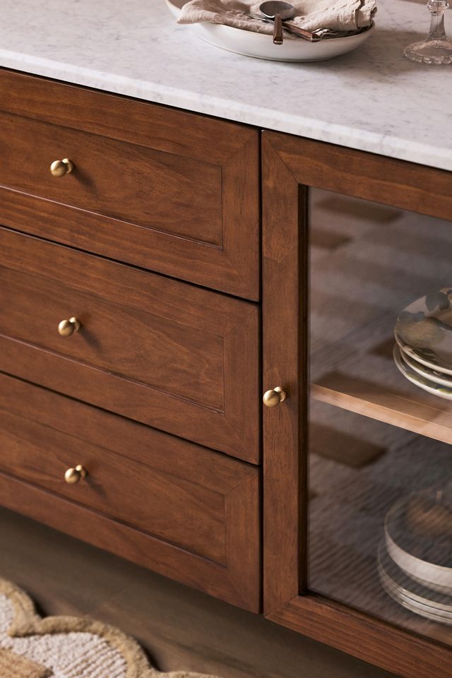 Fern Marble-Top Ash Wood Sideboard #5