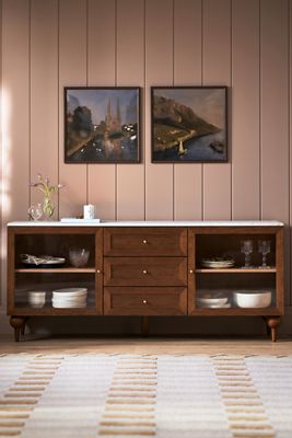 Fern 72" Carrara Marble & Wood Buffet
