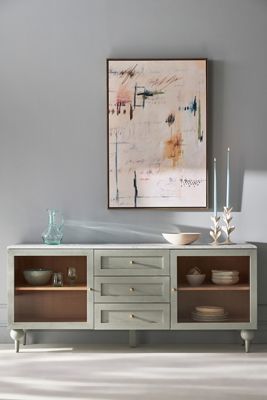 Fern 72" Carrara Marble & Wood Buffet