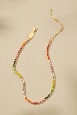 Shop Emma Pills Rainbow Crystals Choker Necklace In Multicolor