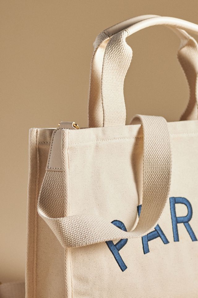 Embroidered Paris Canvas Tote #3