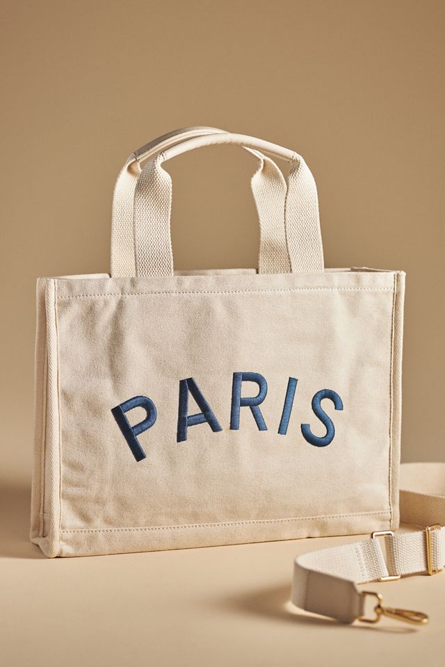 Embroidered Paris Canvas Tote #1