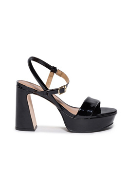 Bernardo Patent Ankle-strap Platform Sandals In Black