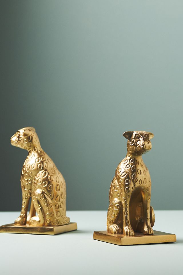 Gold Cheetah Metal Bookends #1