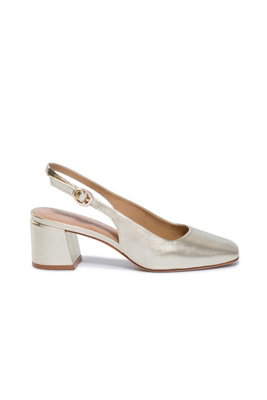 Bernardo Women's Alexia Metallic Leather Block Sling Heels In Yellow