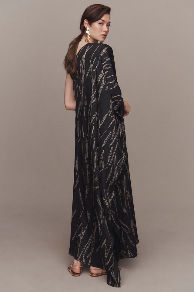 DIARRABLU Satu One-Shoulder Scribble-Print Side-Slit Maxi Dress #2