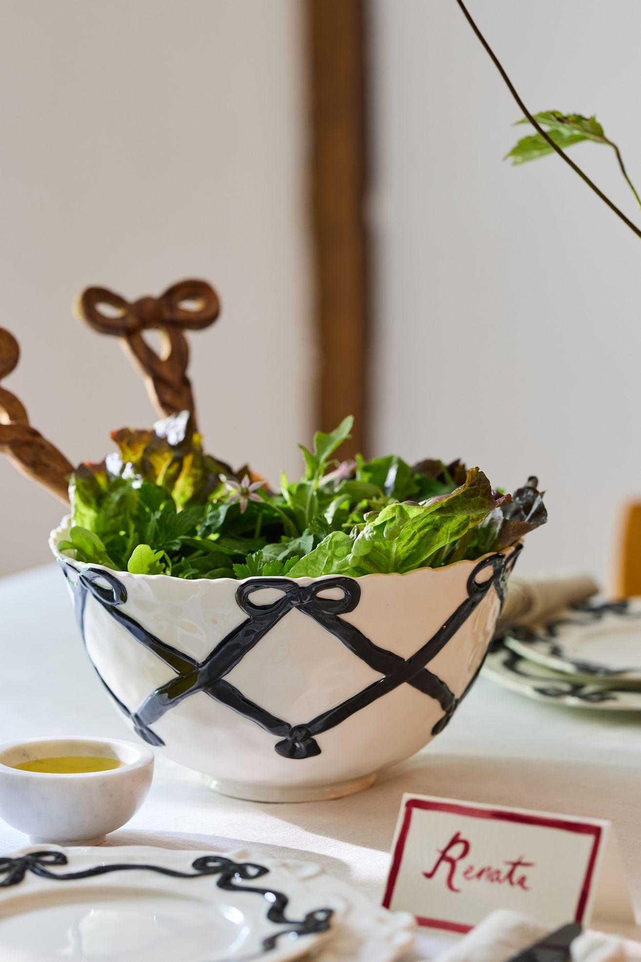 Benedita Bow Ceramic Stoneware Serve Bowl - Black, Standard, One Size