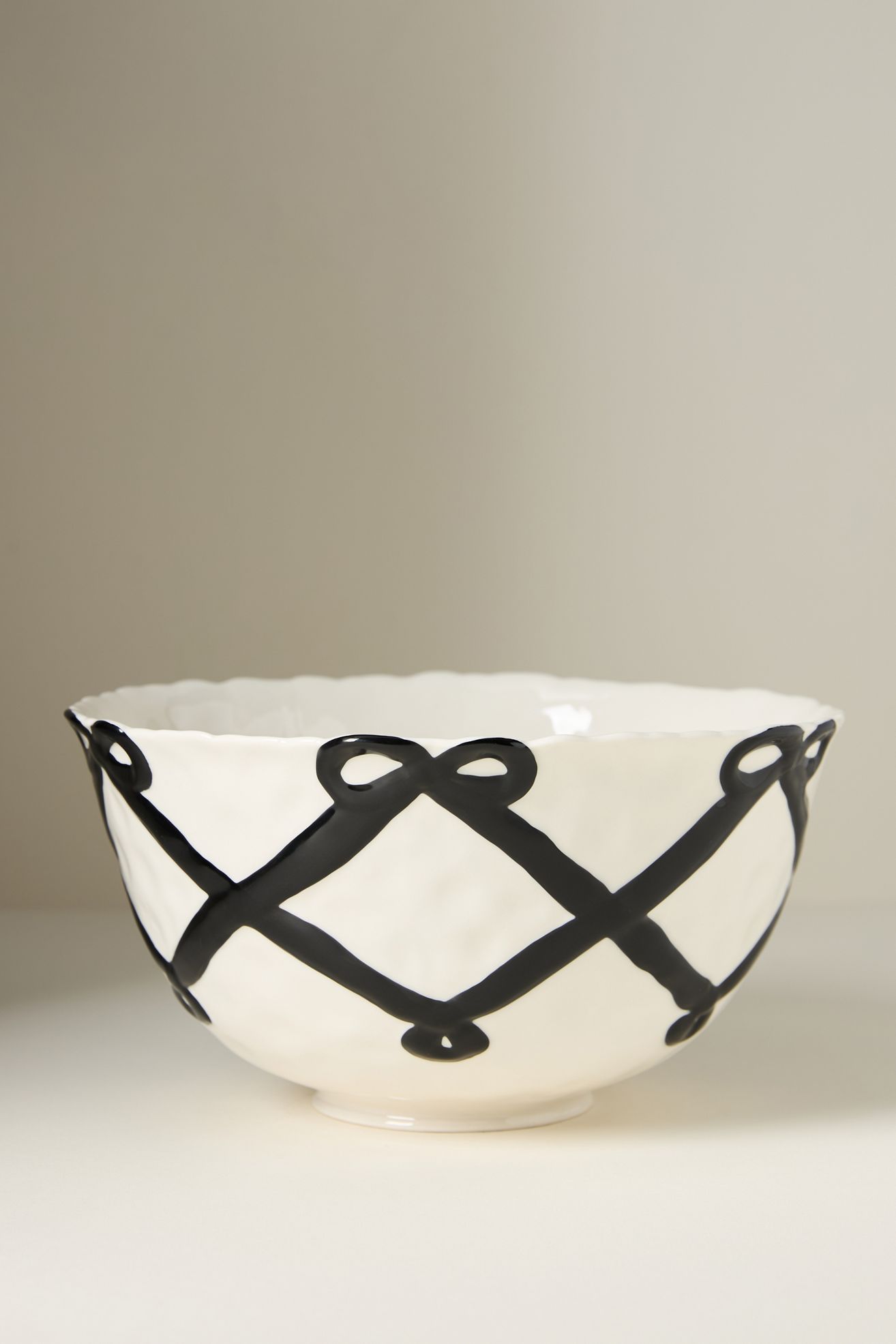 Benedita Bow Ceramic Stoneware Serve Bowl - Black, Standard, One Size