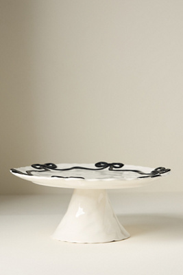 Anthropologie Benedita Bow Ceramic Stoneware Cake Stand