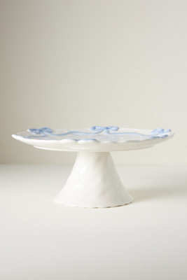 Anthropologie Benedita Bow Ceramic Stoneware Cake Stand