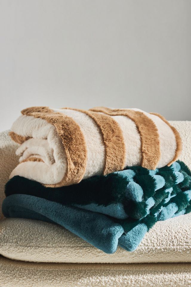 The Sophie Faux-Fur Throw Blanket: Striped Edition #1