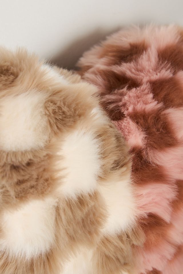 Faux-Fur Cable-Knit Sweater Pillow #1