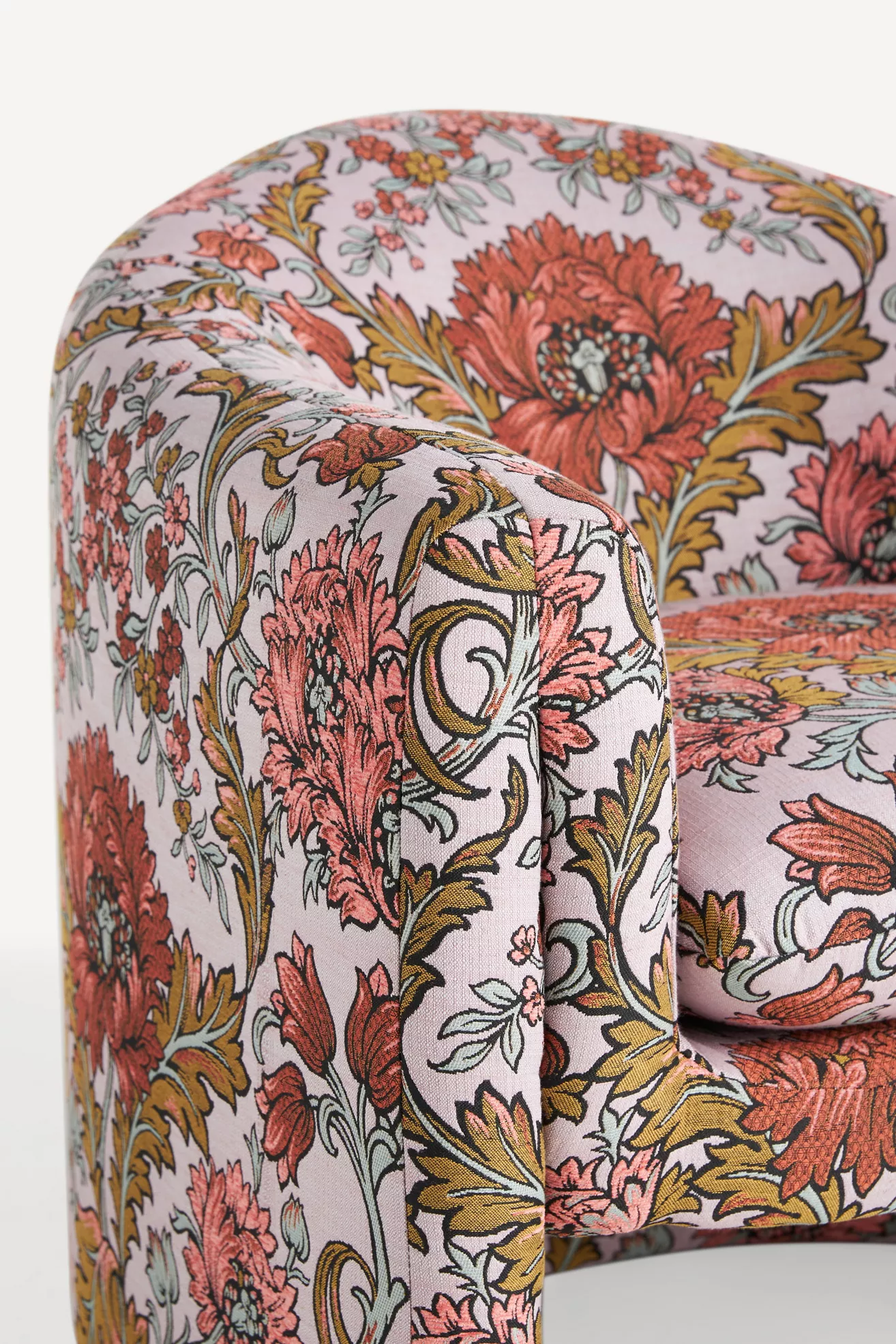 Close-up of floral upholstery texture