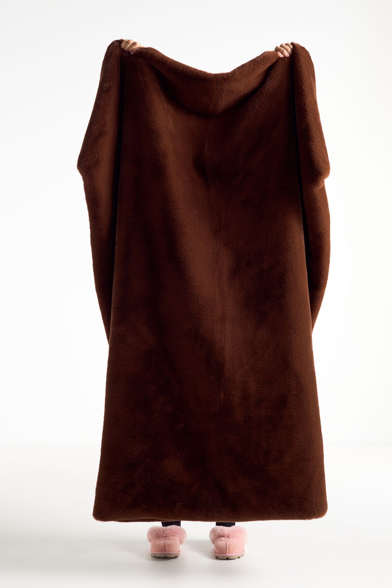 The Sophie Faux Fur Throw Blanket - Brown, Standard, 60" x 70"