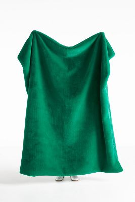 Anthropologie Sophie Faux Fur Throw Blanket In Green