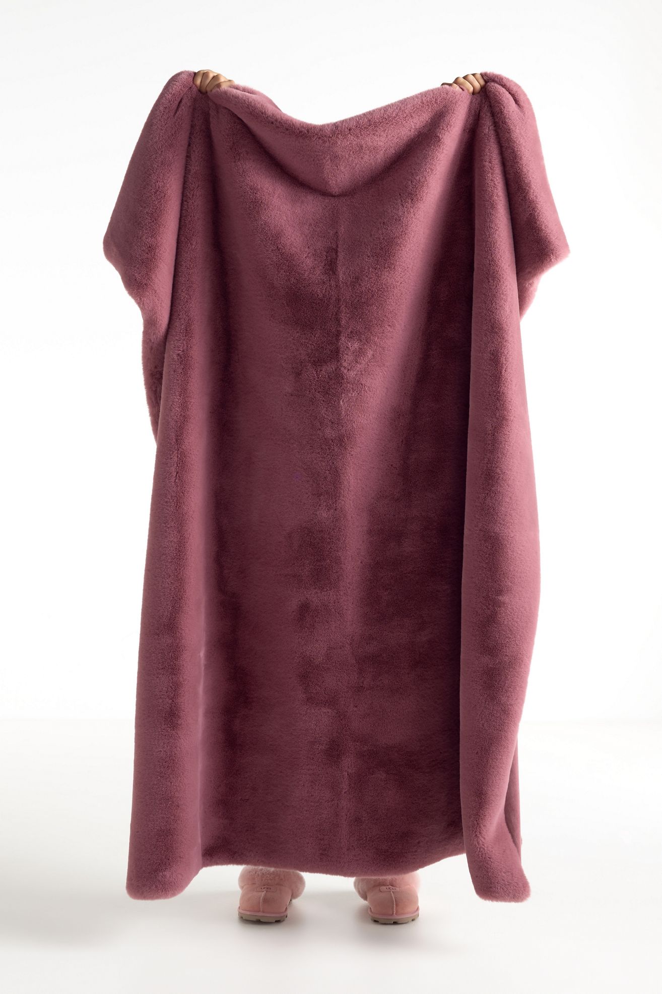 The Sophie Faux Fur Throw Blanket - Mauve, Standard, 60" x 70"
