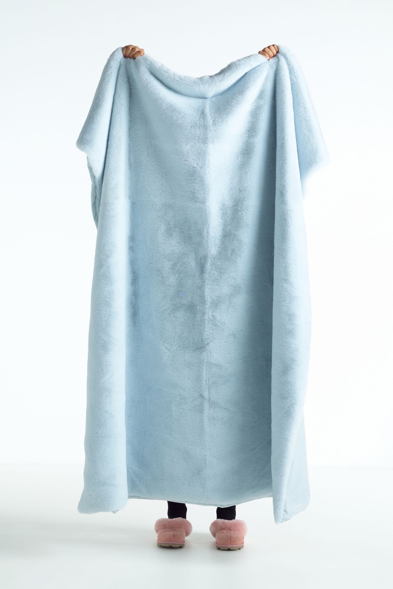 The Sophie Faux Fur Throw Blanket - Ice Blue, Standard, 60" x 70"