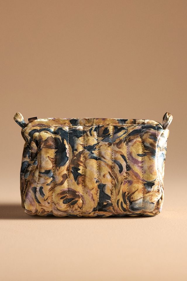 Quilted Velvet Small Cosmetic Bag Anthropologie