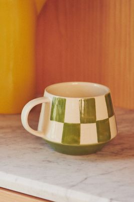 Checkered Stoneware Mug