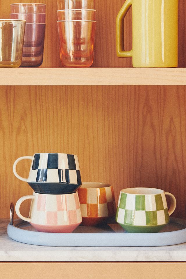 Checkered Stoneware Mug #2