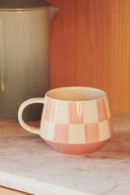 Checkered Stoneware Mug