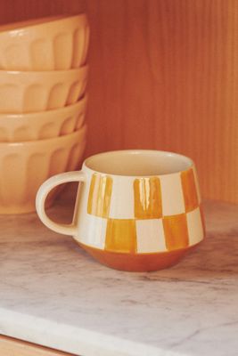 Checkered Stoneware Mug