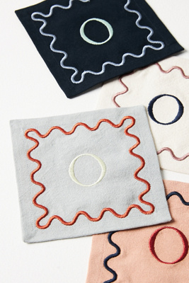 Anthropologie Monogram Cotton Cocktail Napkins, Set Of 4