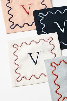 Monogram Cotton Cocktail Napkins, Set of 4