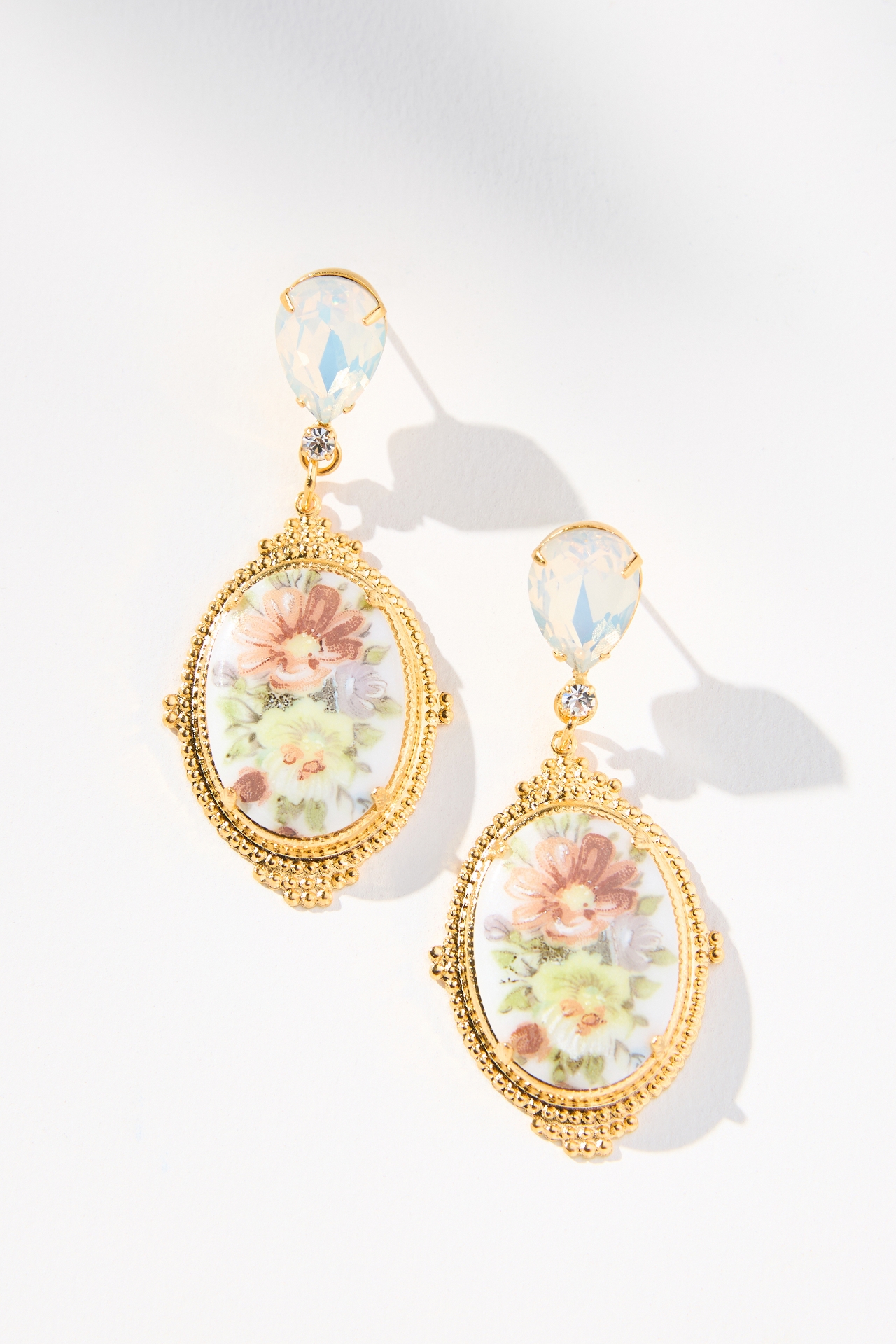 The Pink Reef Floral Vintage Cameo Earrings