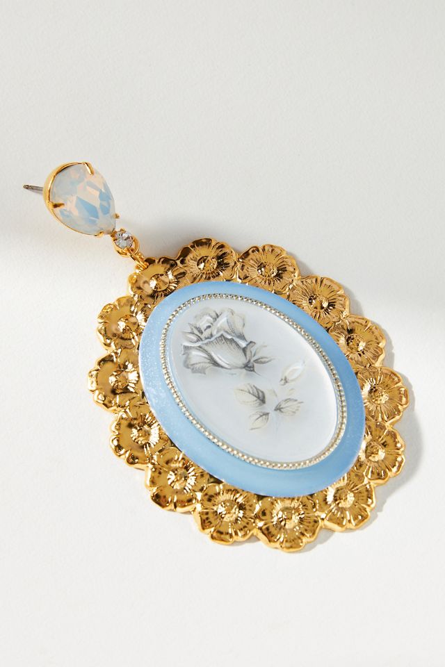 The Pink Reef Large Vintage Cameo Earrings #1