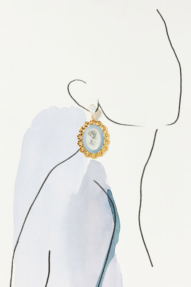 The Pink Reef Large Vintage Cameo Earrings #2