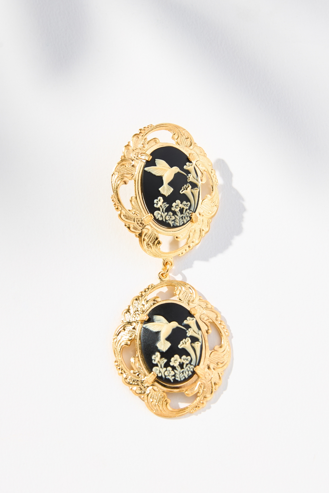 The Pink Reef Double Portrait Cameo Drop Earrings