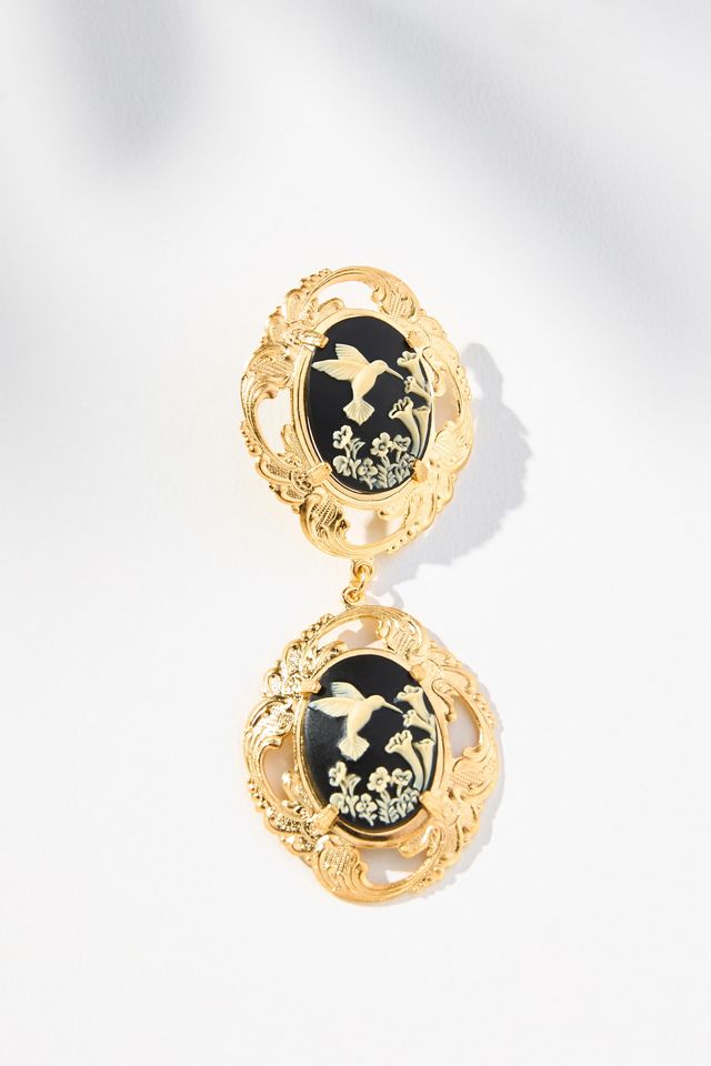 The Pink Reef Double Portrait Cameo Drop Earrings #1