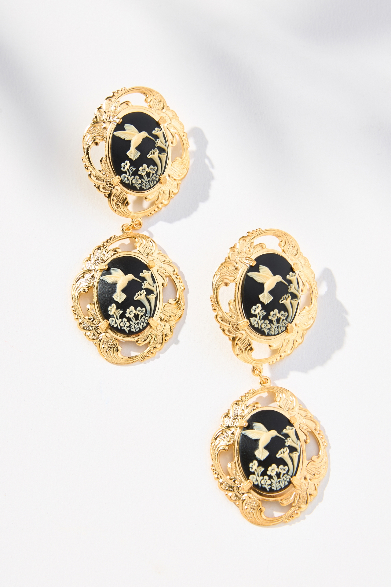 The Pink Reef Double Portrait Cameo Drop Earrings