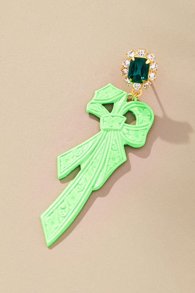 The Pink Reef Handpainted Retro Bow Earrings #1