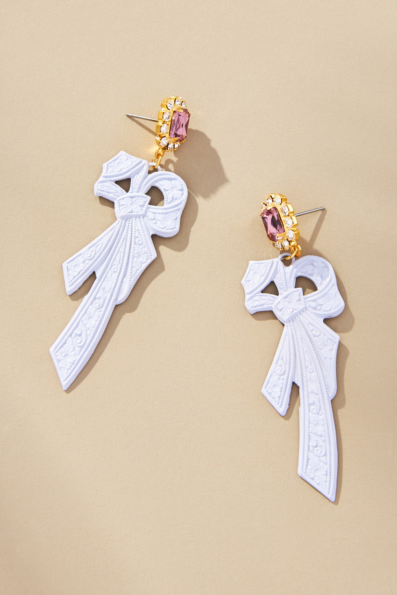 The Pink Reef Handpainted Retro Bow Earrings