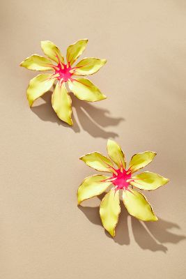 Shop The Pink Reef Tropic Earrings In Yellow
