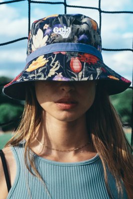 NWT Anthropologie Leyla Floral- Print Bucket Hat NWT Anthropologie Leyla Cotton Bucket Hat Floral Blue Green  main image 4