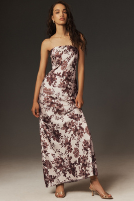 Mia Strapless Satin Column Maxi Dress