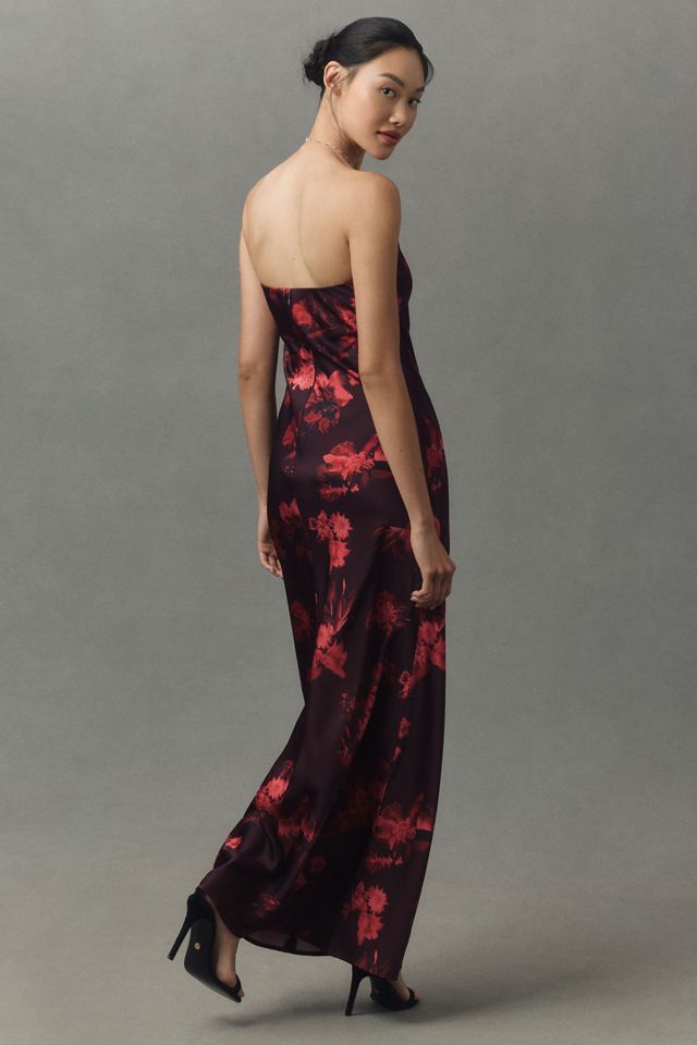 BHLDN Mia Strapless Satin Column Maxi Dress #1