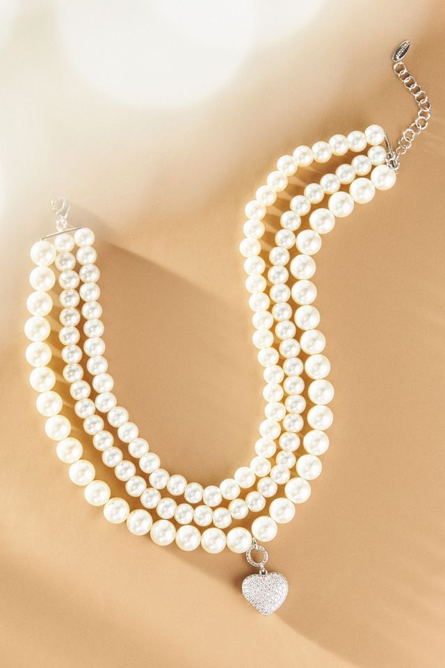 Heart Pearl Layered Necklace #3