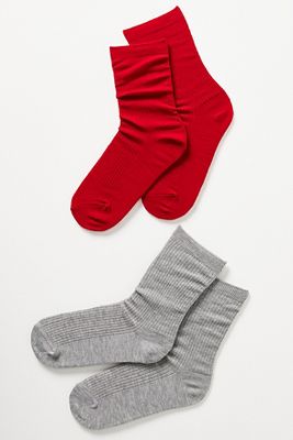 Anthropologie Ribbed Trouser Socks, Set Of 2 In Multi